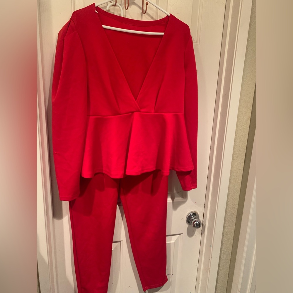 2 piece red  pants outfit